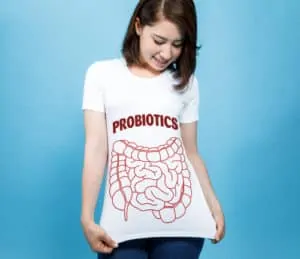 woman wears probiotic tshirt